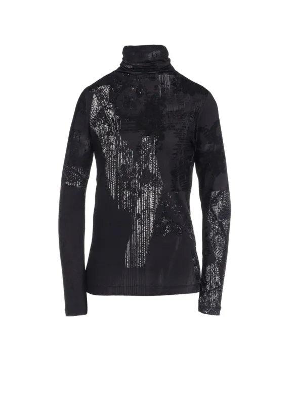 40/-RY JERSEY LACE DESIGN P HIGH NECK LONG SLEEVE T sold by Yohji Yamamoto
