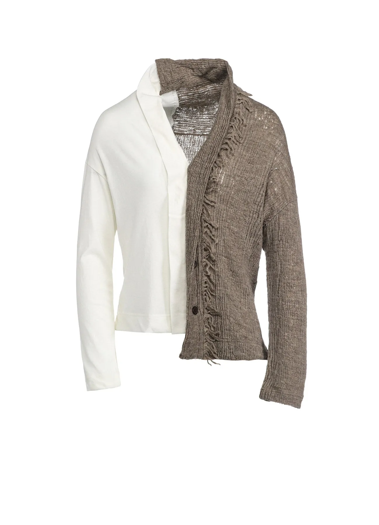 RANDOM RIB FRINGE PANEL CARDIGAN sold by Yohji Yamamoto