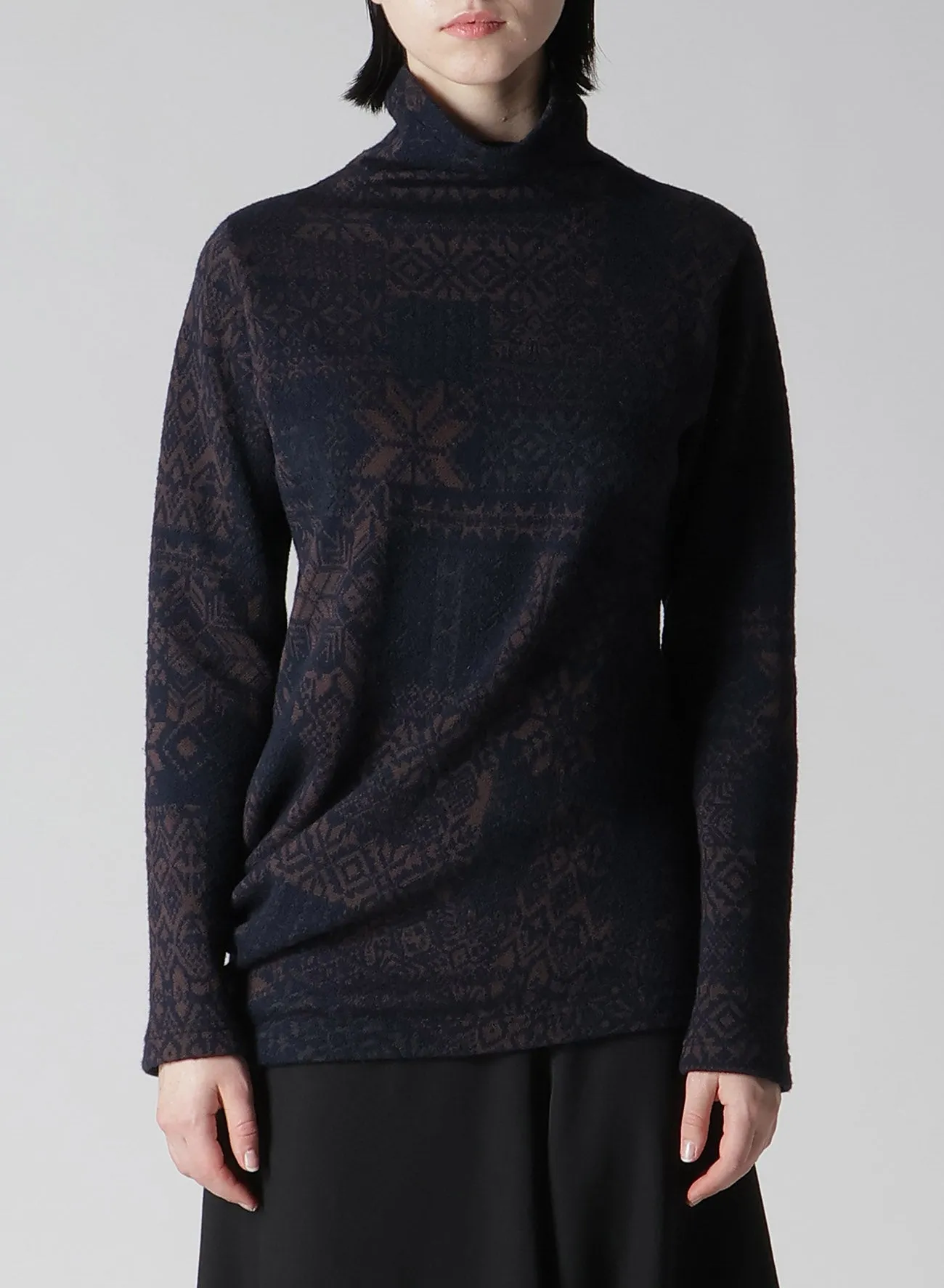 SNOW PATCHWORK W JACQUARD HIGH NECK T sold by Yohji Yamamoto product image thumbnail 4