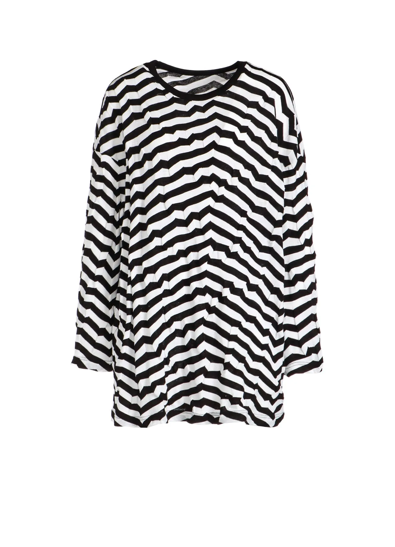GEOMETRY LINKS STITCH STRIPED ASYMMETRIC OVERSIZED LONG SLEEVE T sold by Yohji Yamamoto