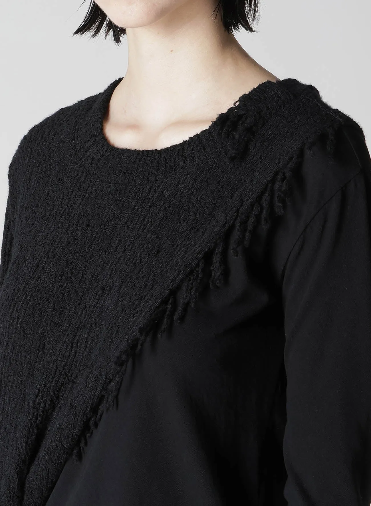 RANDOM RIB FRINGE ROUND NECK T sold by Yohji Yamamoto product image thumbnail 5