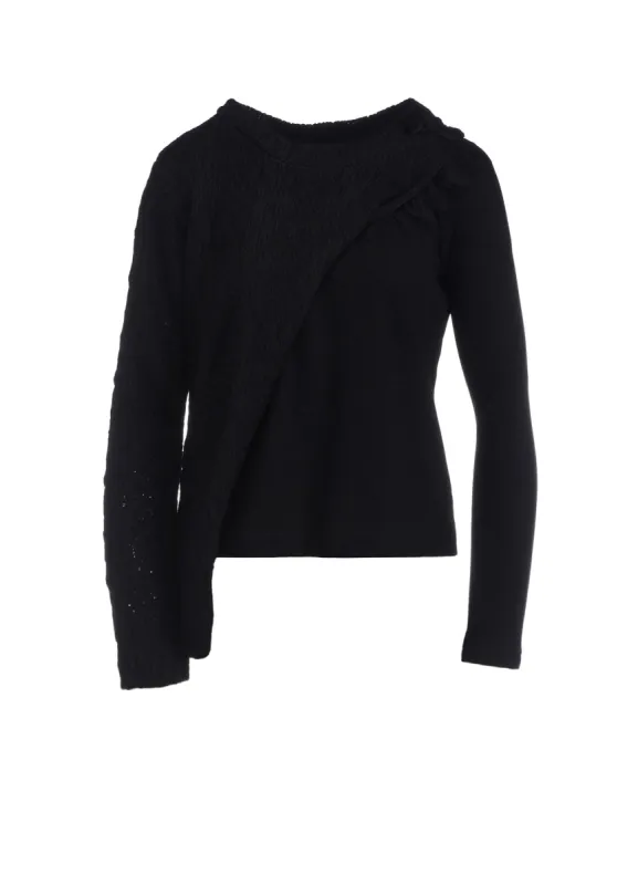 RANDOM RIB FRINGE ROUND NECK T sold by Yohji Yamamoto