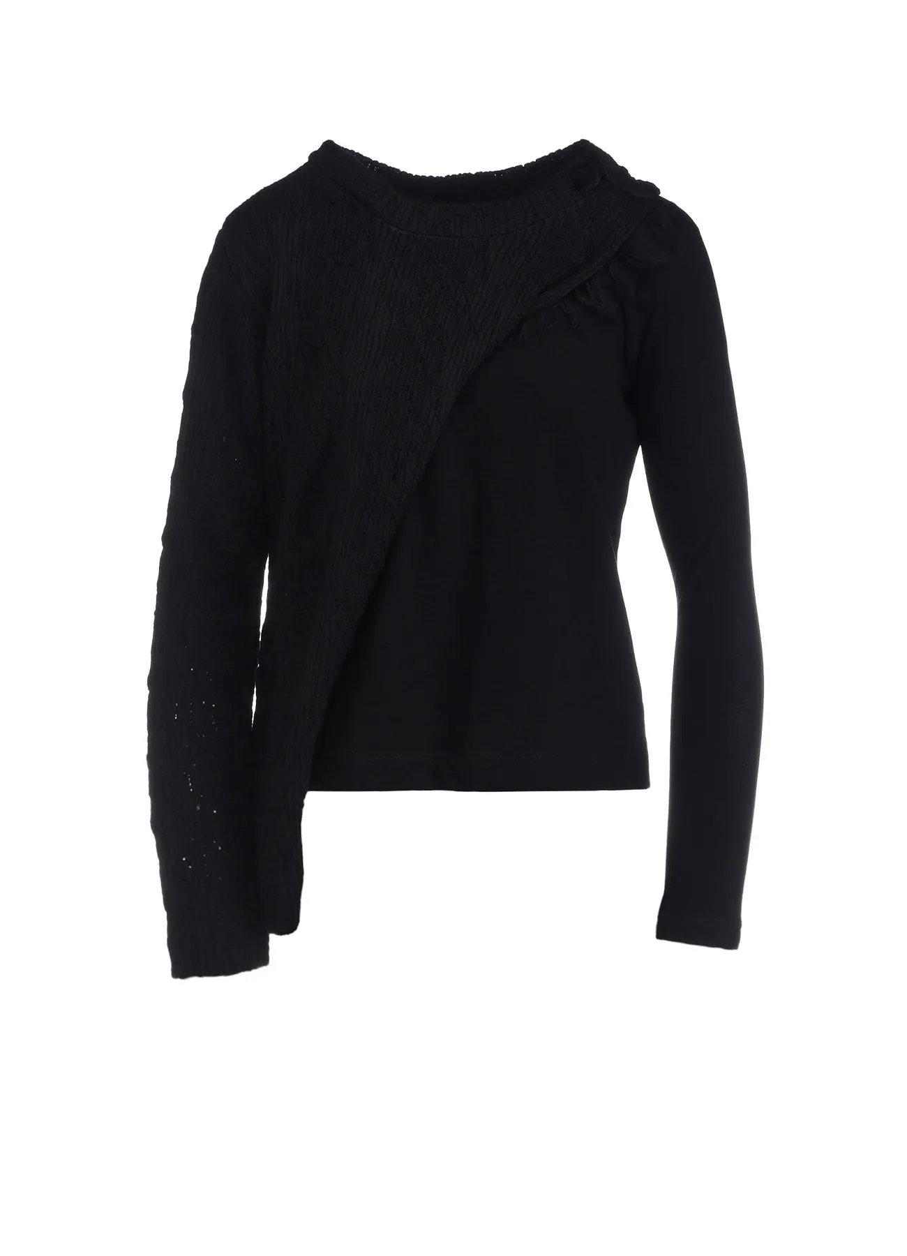 RANDOM RIB FRINGE ROUND NECK T sold by Yohji Yamamoto