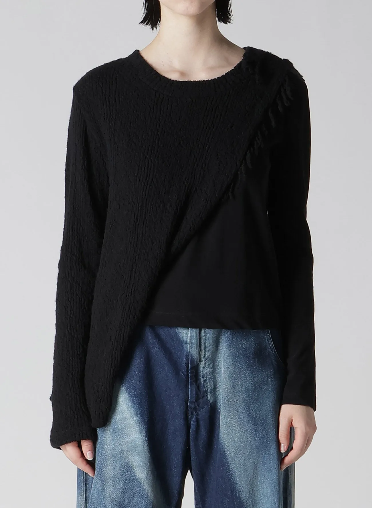 RANDOM RIB FRINGE ROUND NECK T sold by Yohji Yamamoto product image thumbnail 4