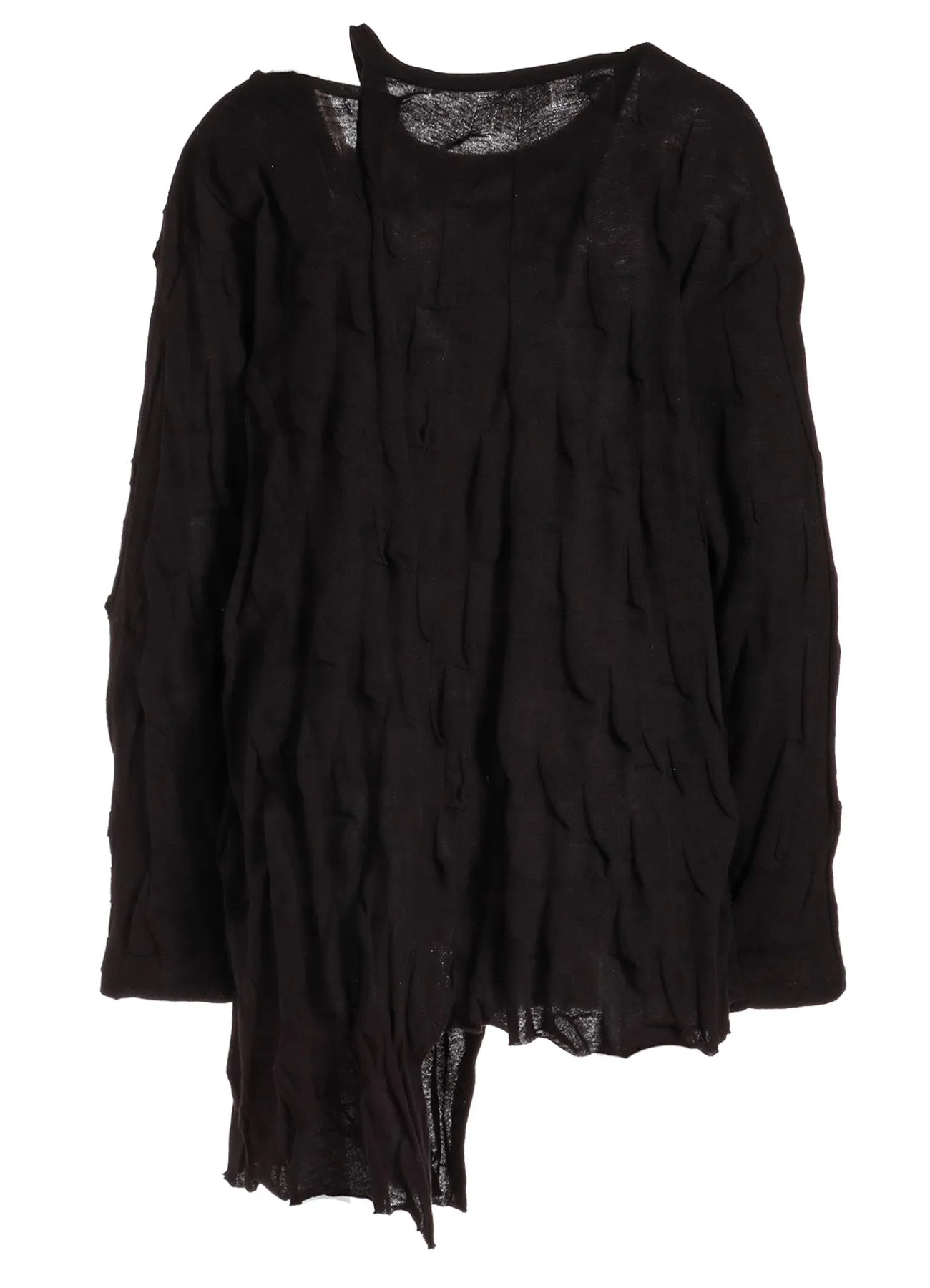 GEOMETRY LINKS STITCH STRIPED ASYMMETRIC LONG SLEEVE T B sold by Yohji Yamamoto product image thumbnail 4