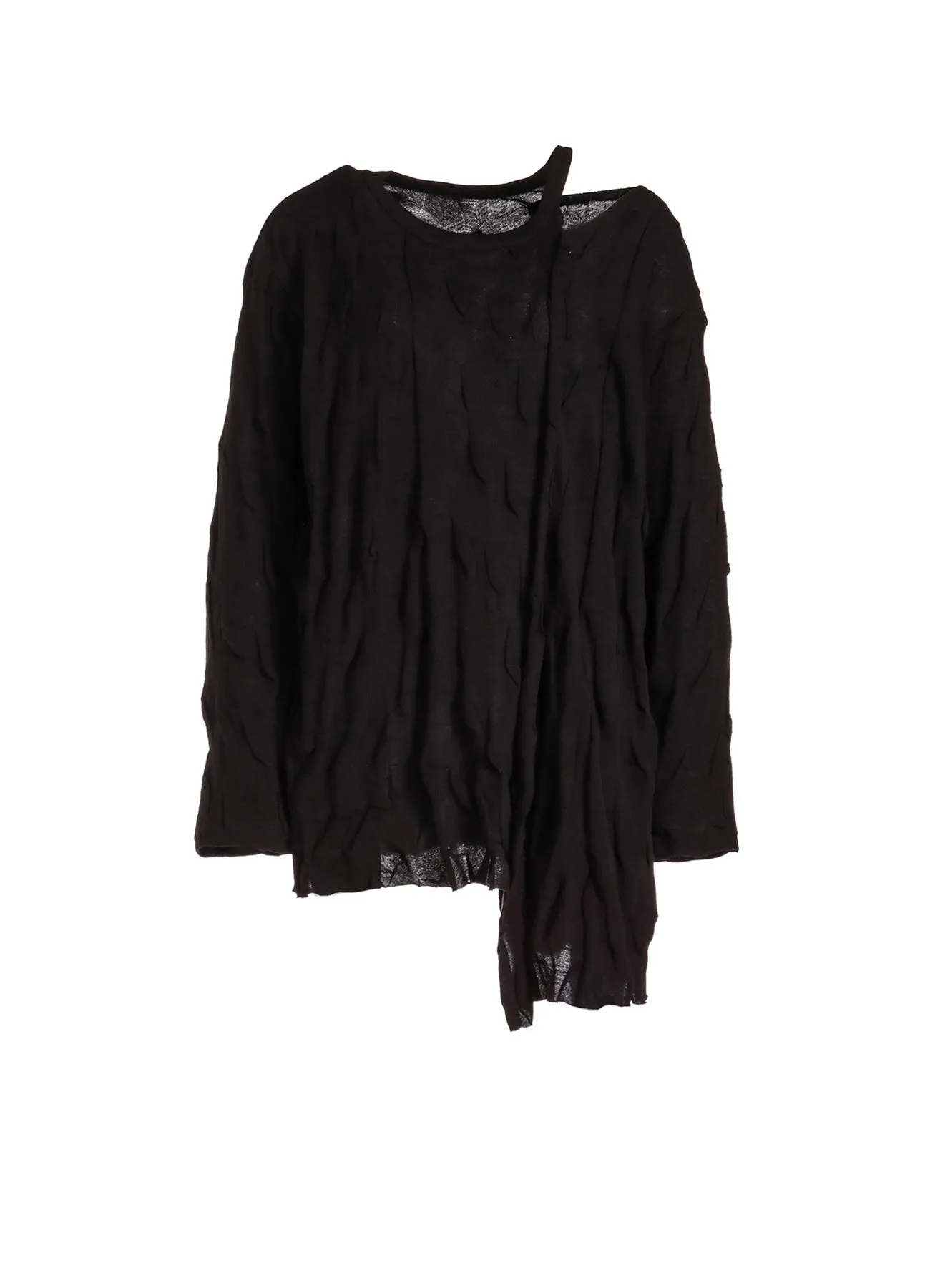 GEOMETRY LINKS STITCH STRIPED ASYMMETRIC LONG SLEEVE T B sold by Yohji Yamamoto