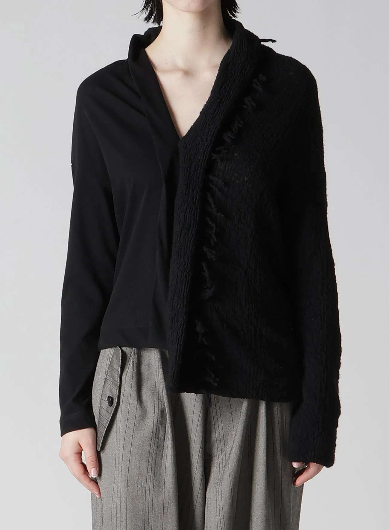RANDOM RIB FRINGE PANEL CARDIGAN sold by Yohji Yamamoto product image thumbnail 4