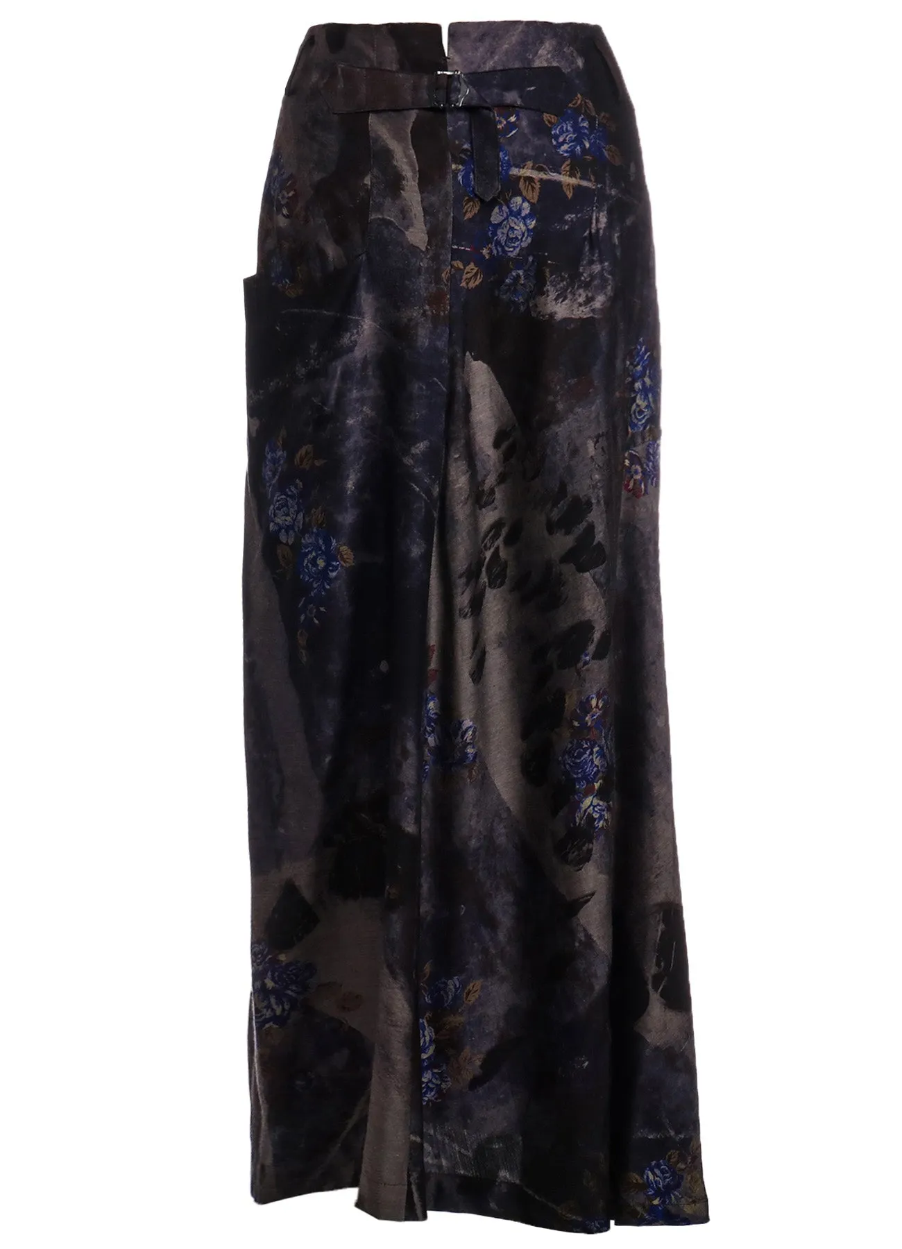 CU/ TWILL STEPPED ON FLOWER PT ASYMMETRIC LONG SKIRT sold by Yohji Yamamoto product image thumbnail 3