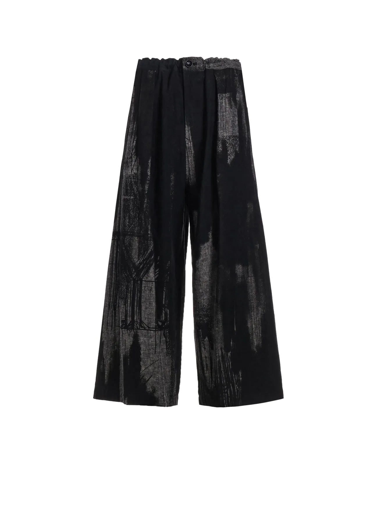L/C CHAMBRAY LOGO SCRIBBLE PT FRONT TUCK WIDE PANTS sold by Yohji Yamamoto
