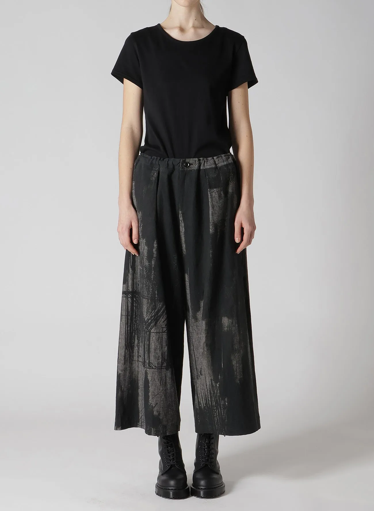 L/C CHAMBRAY LOGO SCRIBBLE PT FRONT TUCK WIDE PANTS sold by Yohji Yamamoto product image thumbnail 4