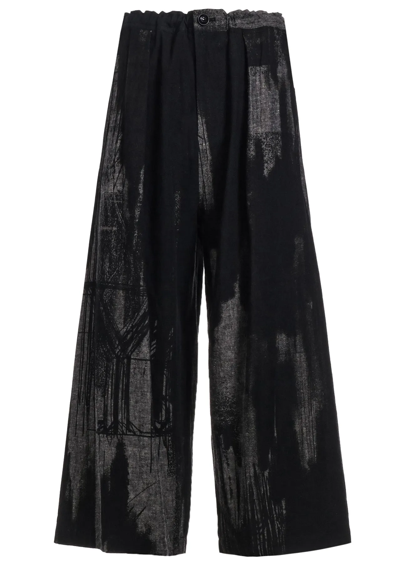 L/C CHAMBRAY LOGO SCRIBBLE PT FRONT TUCK WIDE PANTS sold by Yohji Yamamoto product image thumbnail 2