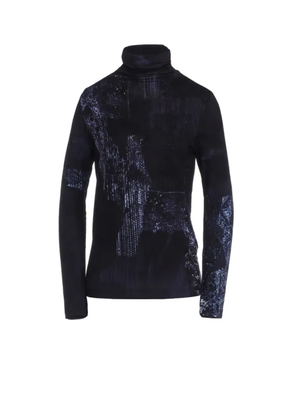 40/-RY JERSEY LACE DESIGN P HIGH NECK LONG SLEEVE T sold by Yohji Yamamoto