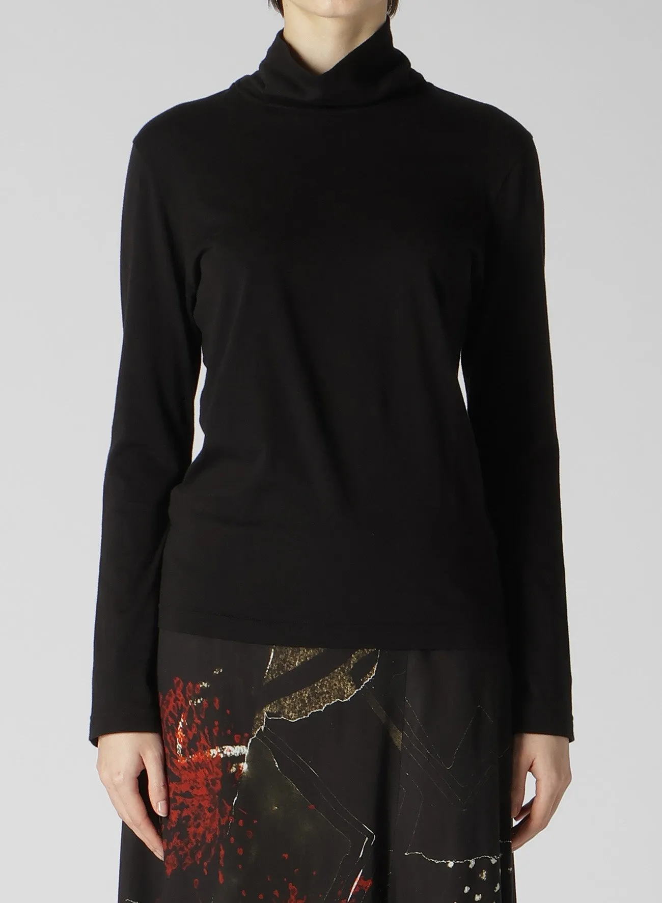 40/-SOFT JERSEY HIGH NECK LONG SLEEVE T sold by Yohji Yamamoto product image thumbnail 4