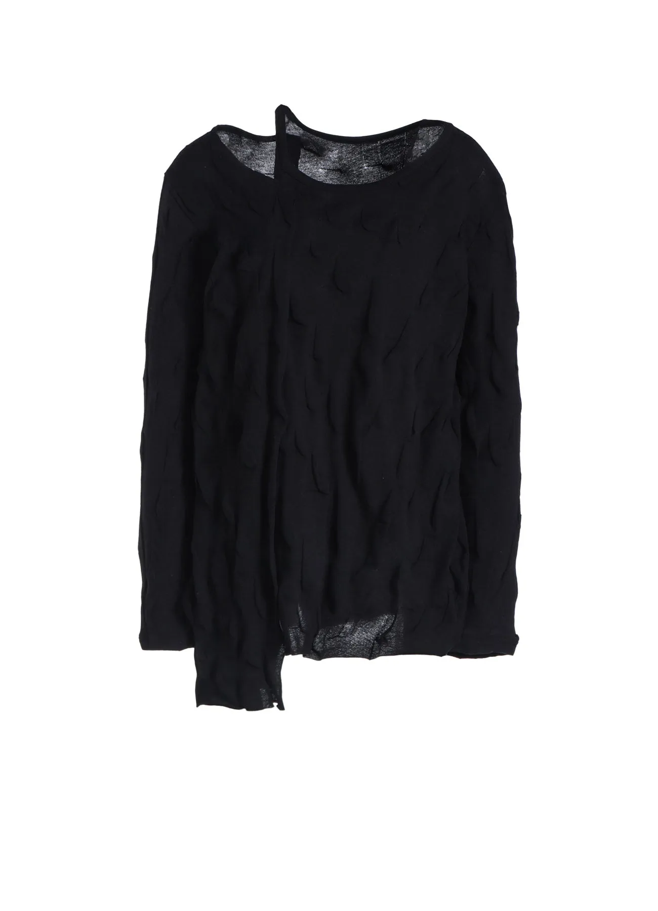 GEOMETRY LINKS STITCH STRIPED ASYMMETRIC LONG SLEEVE T A sold by Yohji Yamamoto