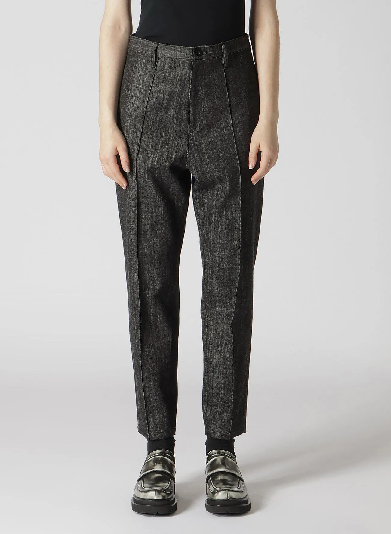 8OZ SOFT DENIM PIN TUCKED SLIM PANTS sold by Yohji Yamamoto product image thumbnail 4