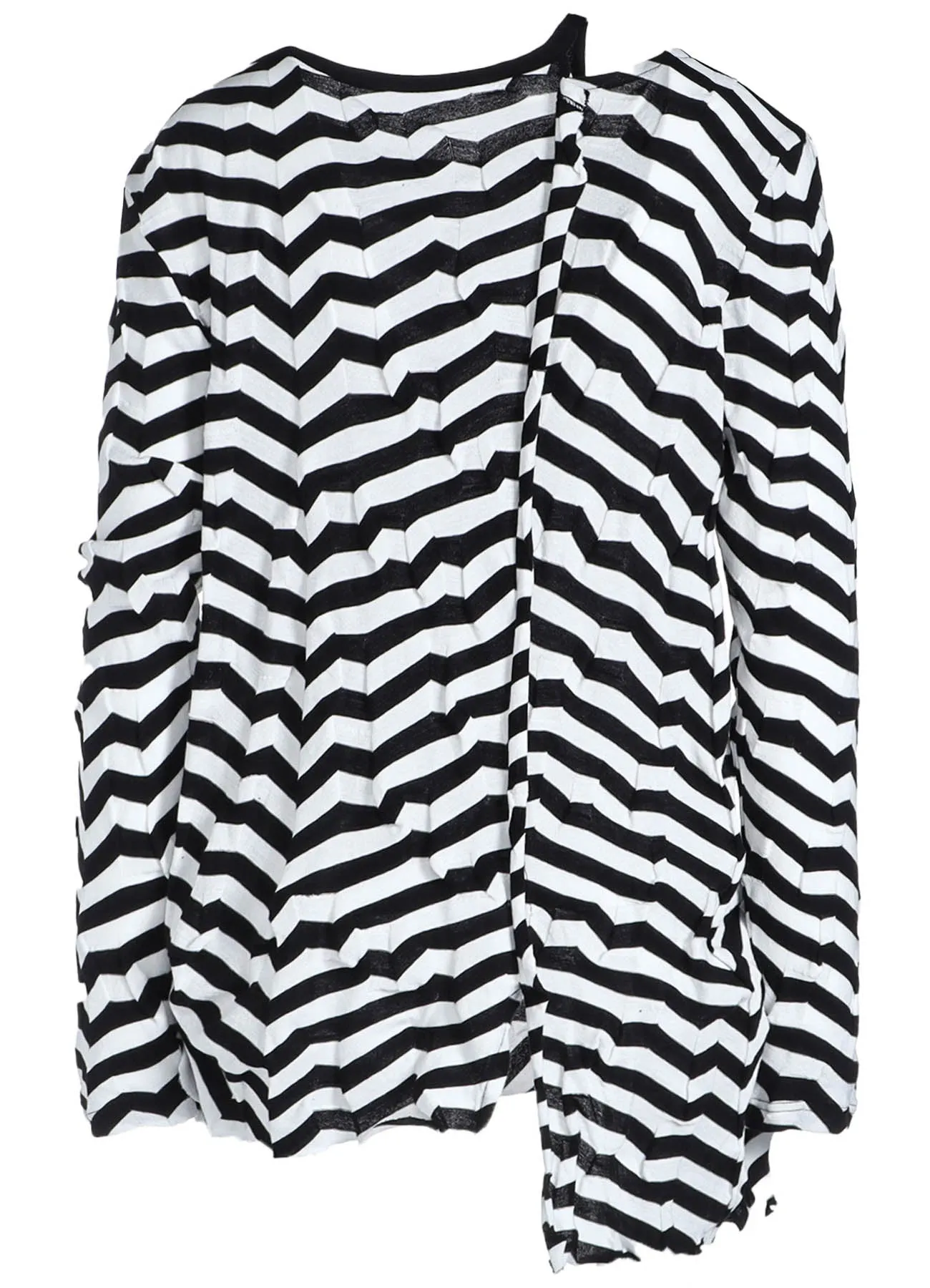 GEOMETRY LINKS STITCH STRIPED ASYMMETRIC LONG SLEEVE T A sold by Yohji Yamamoto product image thumbnail 3
