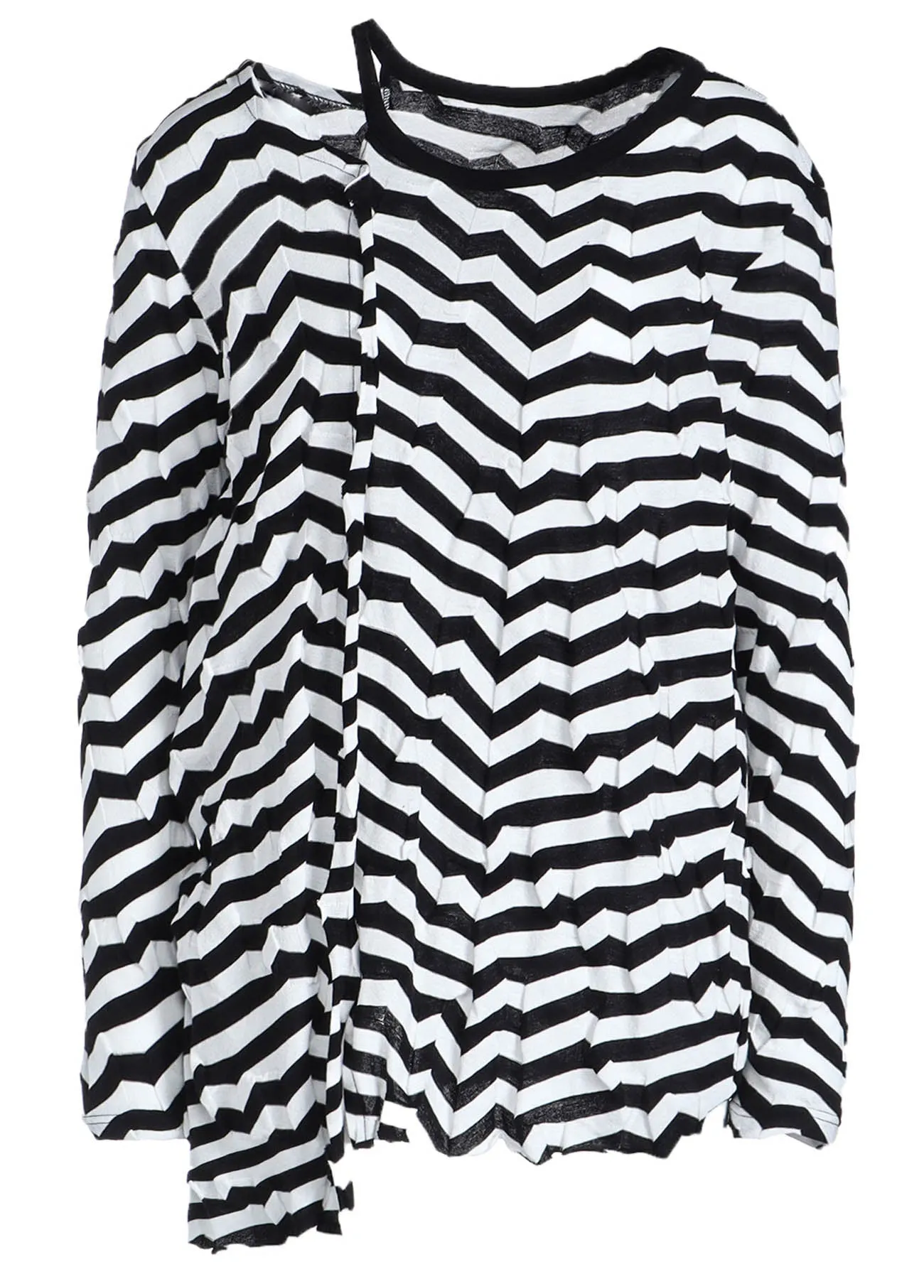 GEOMETRY LINKS STITCH STRIPED ASYMMETRIC LONG SLEEVE T A sold by Yohji Yamamoto product image thumbnail 2