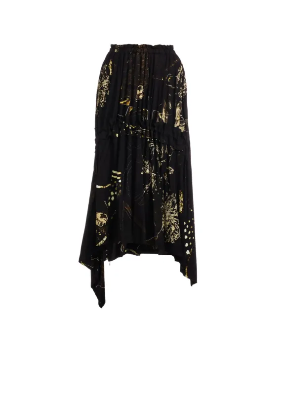 RY/LAWN AFRICAN FLOWER PT SHIRRING SKIRT sold by Yohji Yamamoto