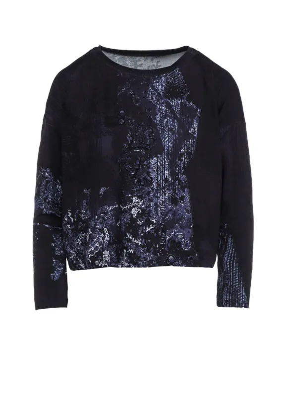 40/-RY JERSEY LACE DESIGN P ROUND NECK SHORT T made by Yohji Yamamoto