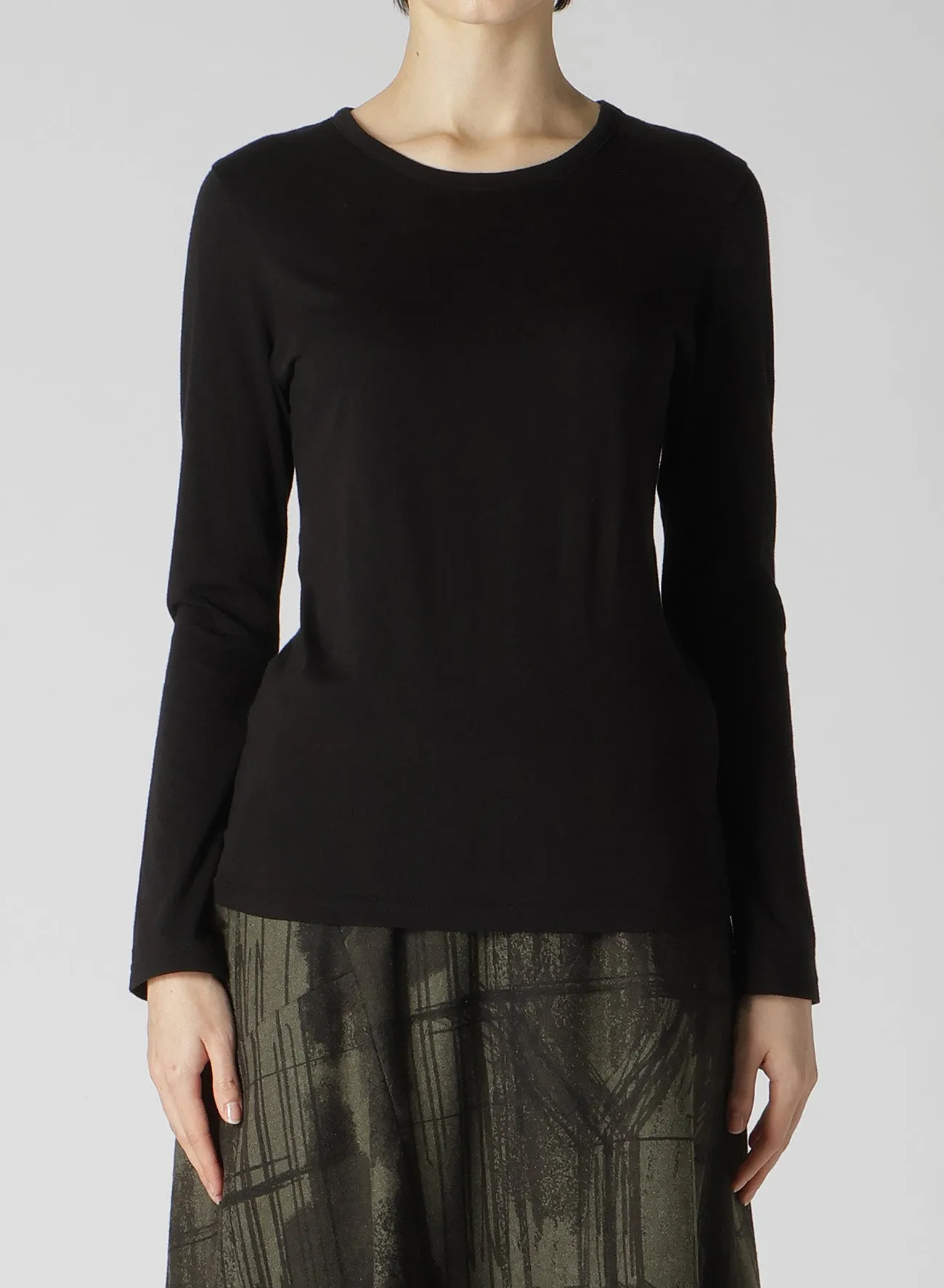 40/-SOFT JERSEY ROUND NECK LONG SLEEVE T sold by Yohji Yamamoto product image thumbnail 4