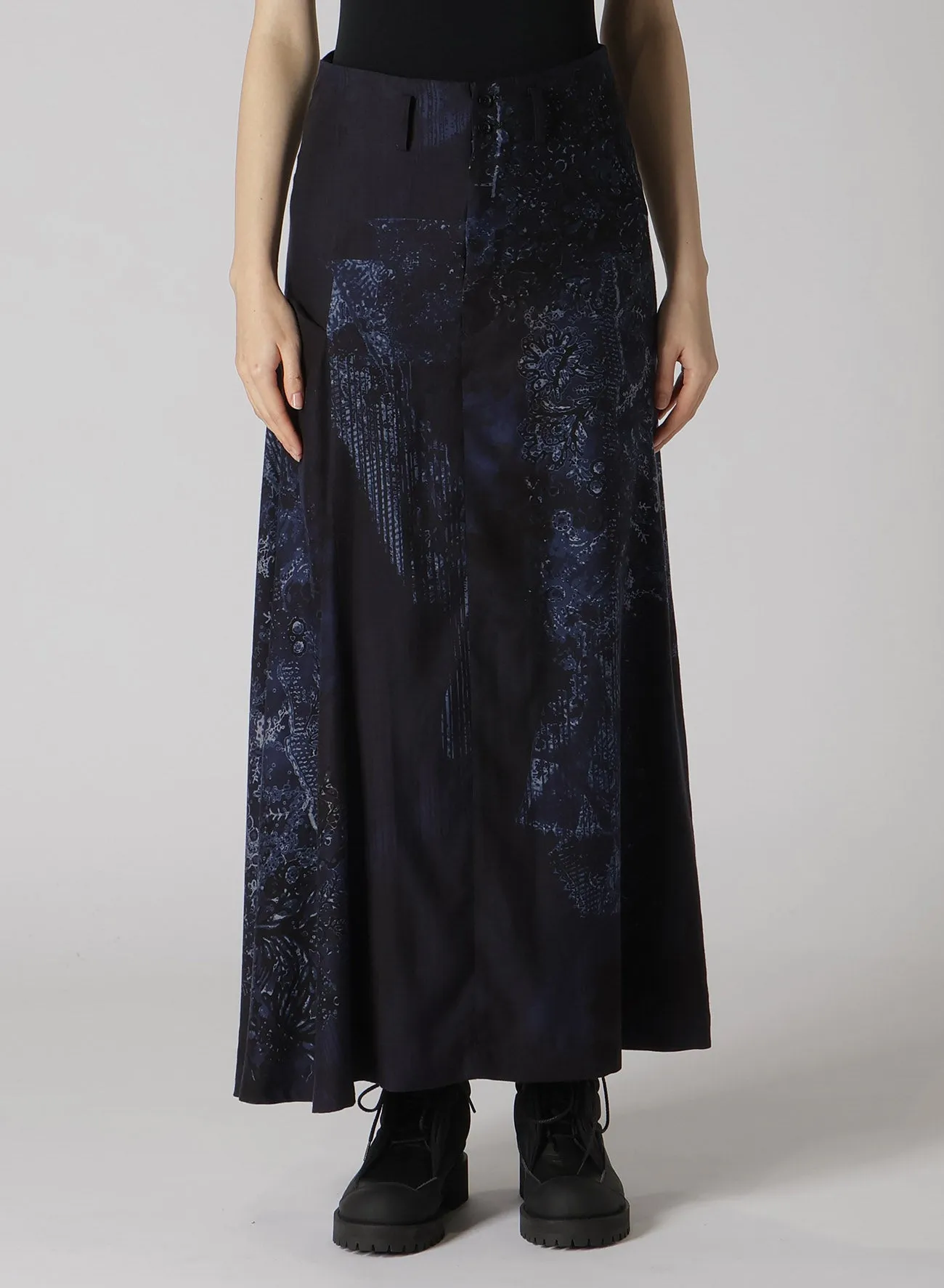 CU/ TWILL LACE DESIGN PT RIGHT FLARE SKIRT sold by Yohji Yamamoto product image thumbnail 4
