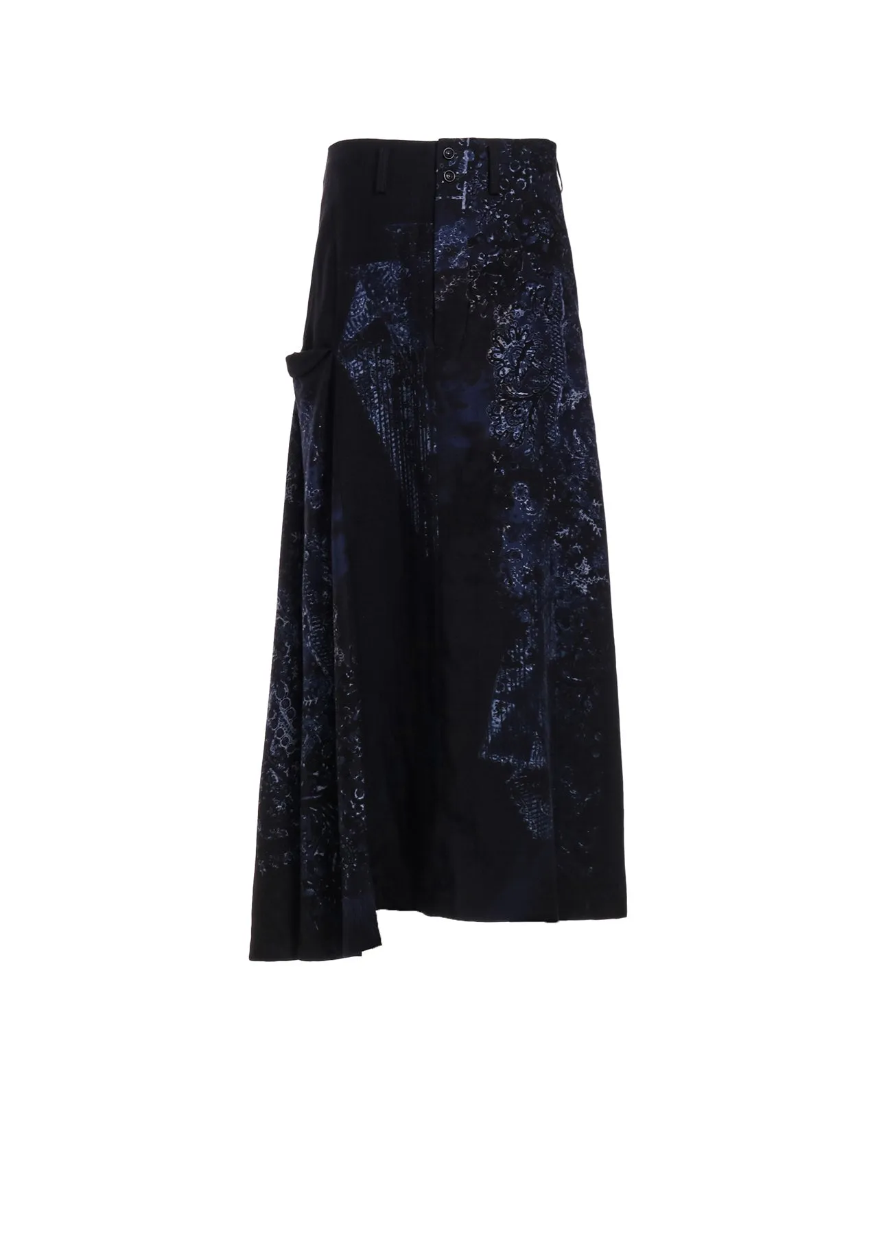 CU/ TWILL LACE DESIGN PT RIGHT FLARE SKIRT sold by Yohji Yamamoto