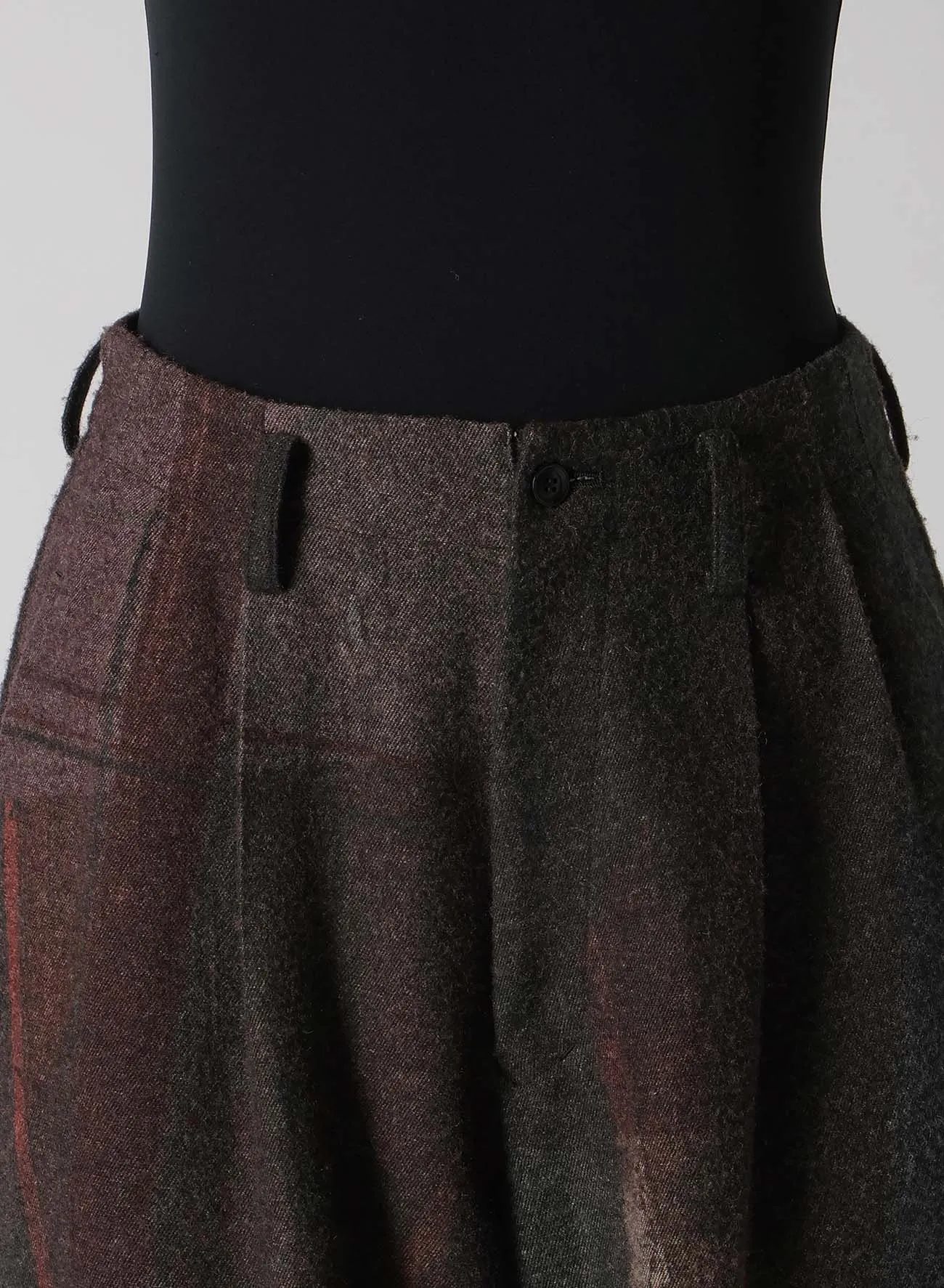 RAISED C/W TWILL PEALED CHECK PT DOUBLE TUCK WIDE PANTS sold by Yohji Yamamoto product image thumbnail 5