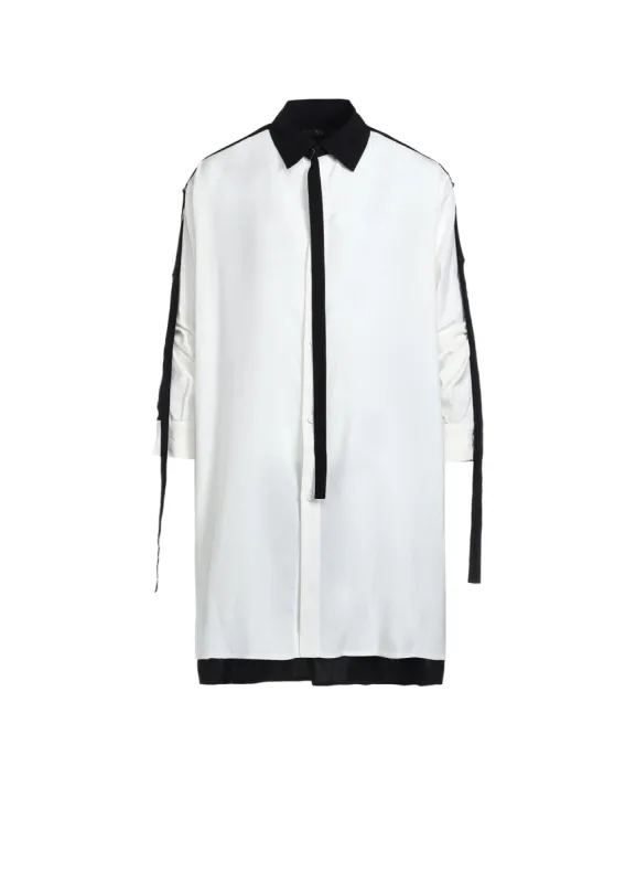 80/2 BROAD COLLAR/SLEEVE OPEN TAB BLOUSE sold by Yohji Yamamoto