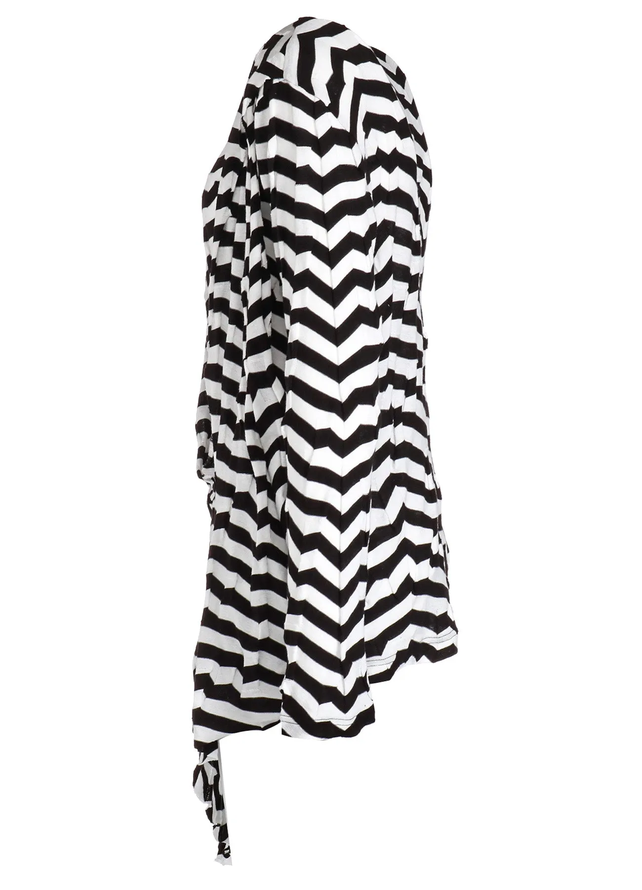 GEOMETRY LINKS STITCH STRIPED ASYMMETRIC FRONT DRAPE T sold by Yohji Yamamoto product image thumbnail 3