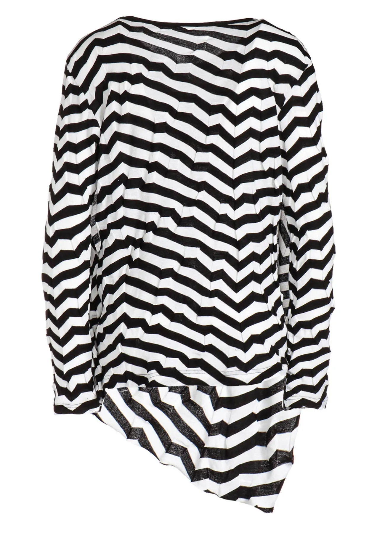 GEOMETRY LINKS STITCH STRIPED ASYMMETRIC FRONT DRAPE T sold by Yohji Yamamoto product image thumbnail 4