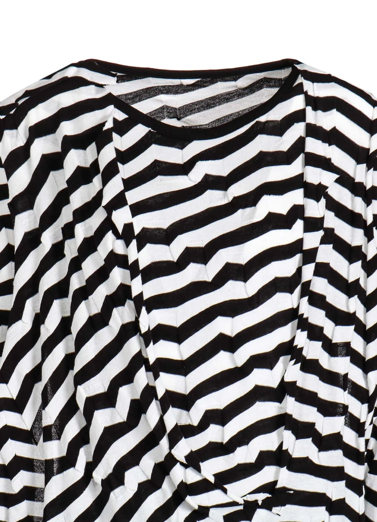 GEOMETRY LINKS STITCH STRIPED ASYMMETRIC FRONT DRAPE T sold by Yohji Yamamoto product image thumbnail 5