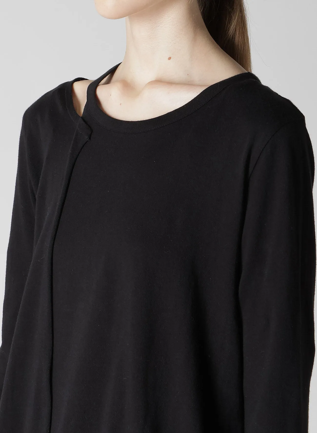 40/-SOFT JERSEY RIGHT ASYMMETRIC LONG SLEEVE T sold by Yohji Yamamoto product image thumbnail 5