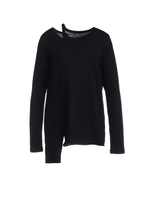 40/-SOFT JERSEY RIGHT ASYMMETRIC LONG SLEEVE T sold by Yohji Yamamoto