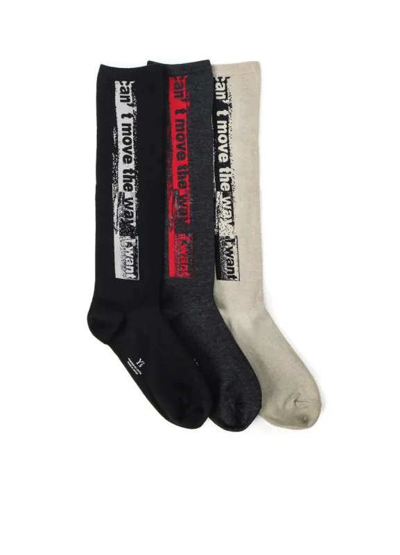 MESSAGE DESIGN JQ HIGH SOCKS sold by Yohji Yamamoto