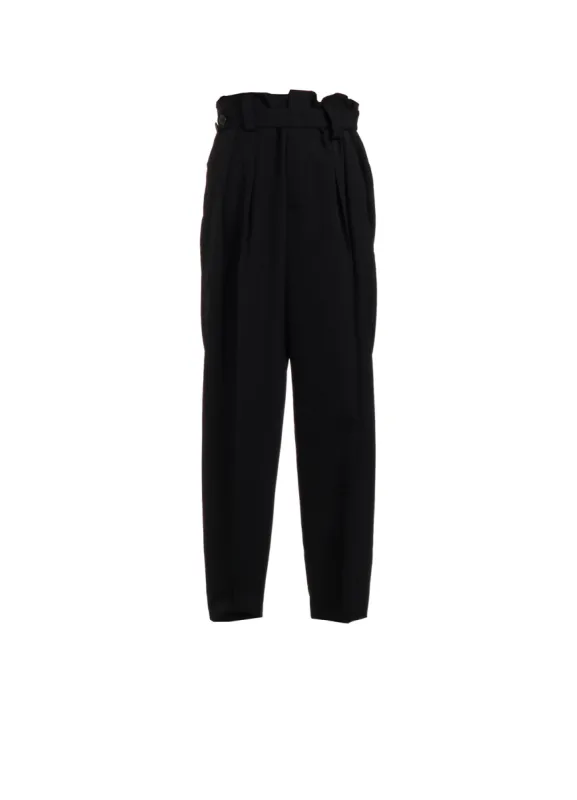 HIGH TWISTED WASHER WOOL GABARDINE FRONT TUCK PANTS sold by Yohji Yamamoto