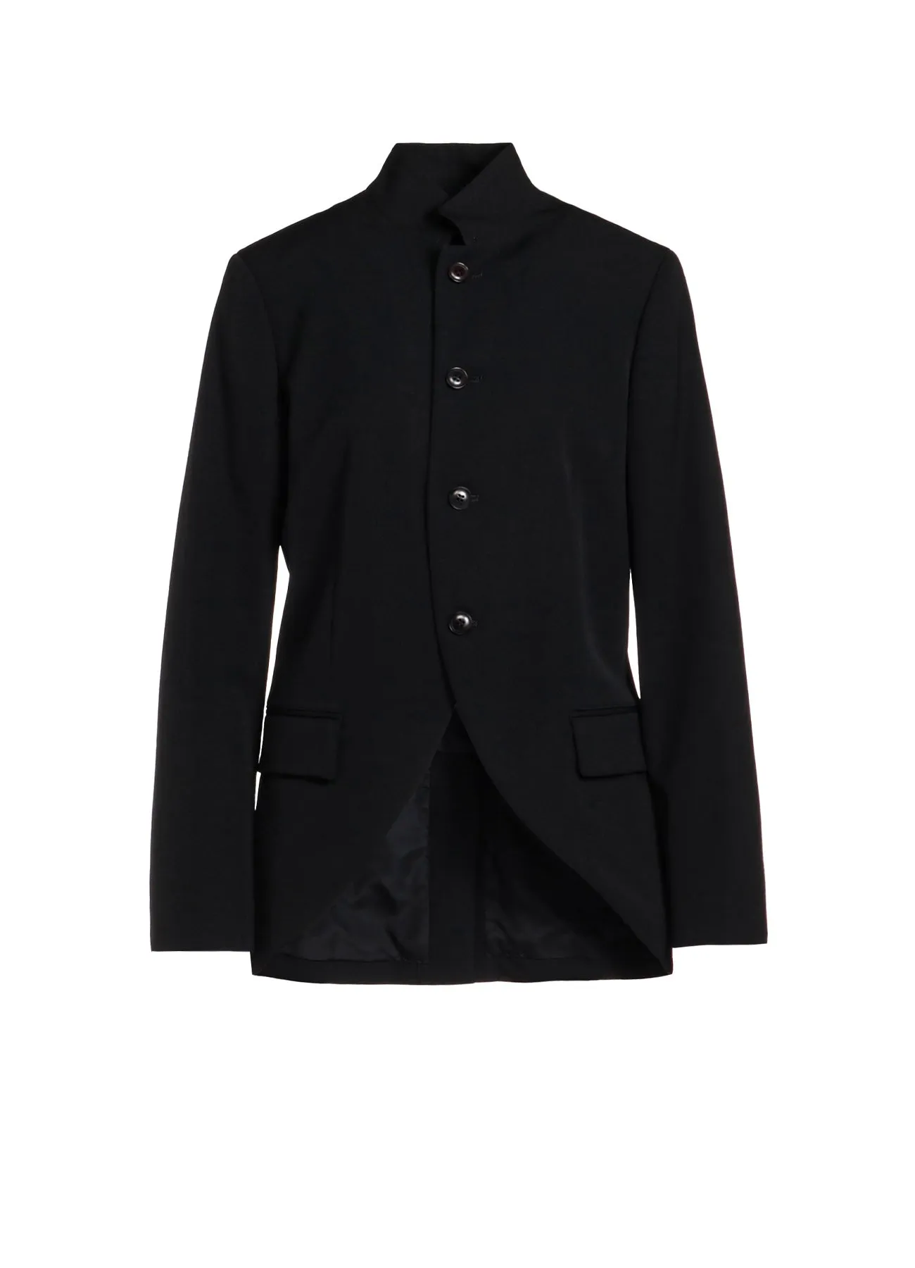 HIGH TWISTED WASHER WOOL GABARDINE STAND UP COLLAR JACKET sold by Yohji Yamamoto