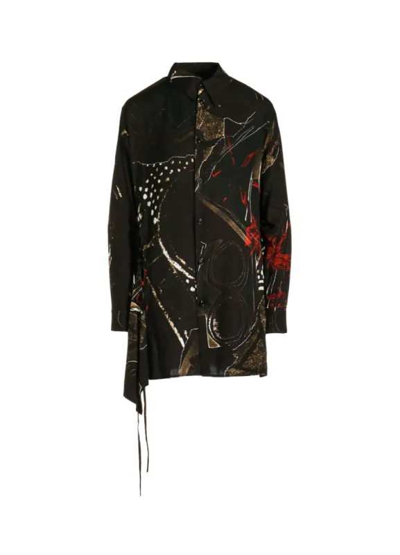 RY/LAWN AFRICAN FLOWER PT LACE UP BLOUSE made by Yohji Yamamoto