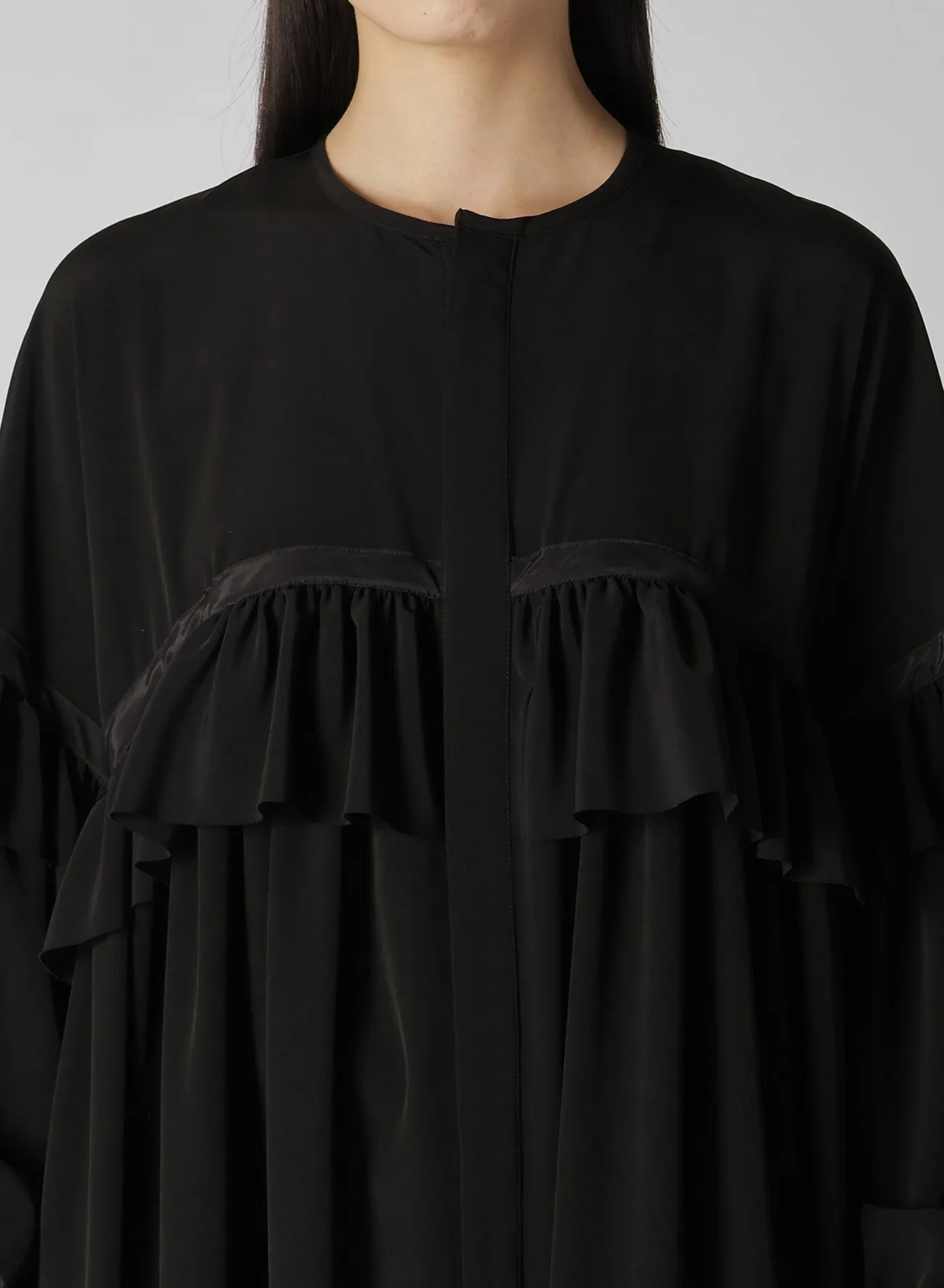 TRIACETATE/POLYESTER RUFFLED DRESS sold by Yohji Yamamoto product image thumbnail 5