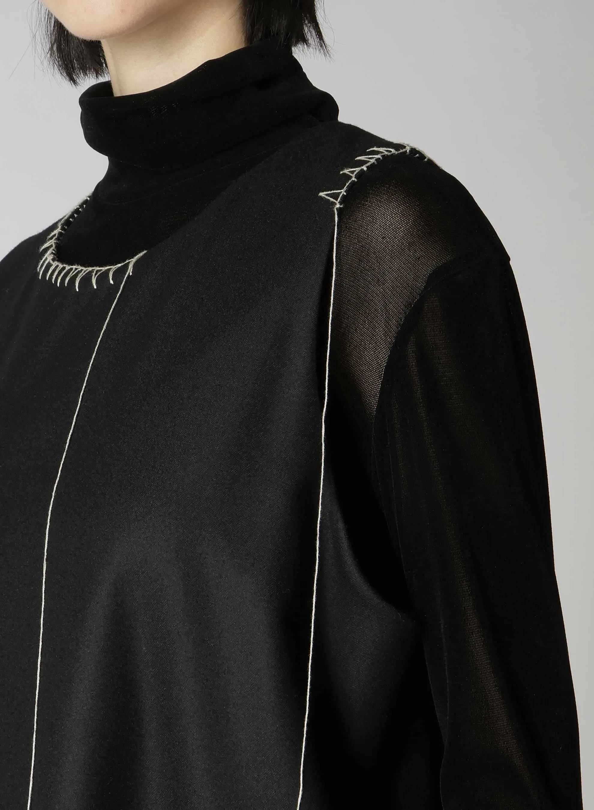 W/ FLANNEL HAND STITCHED SLEEVLESS DRESS sold by Yohji Yamamoto product image thumbnail 5