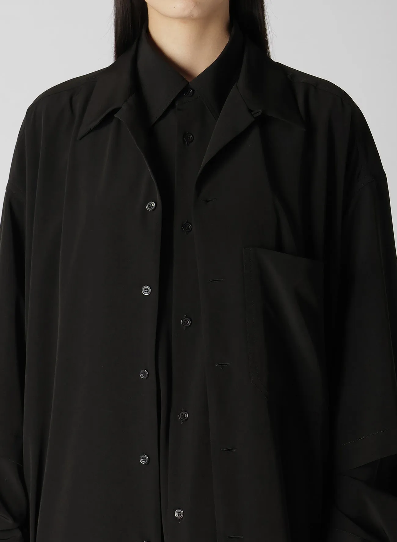 TRIACETATE/POLYESTER DOUBLE LAYERED LONG SHIRT sold by Yohji Yamamoto product image thumbnail 5