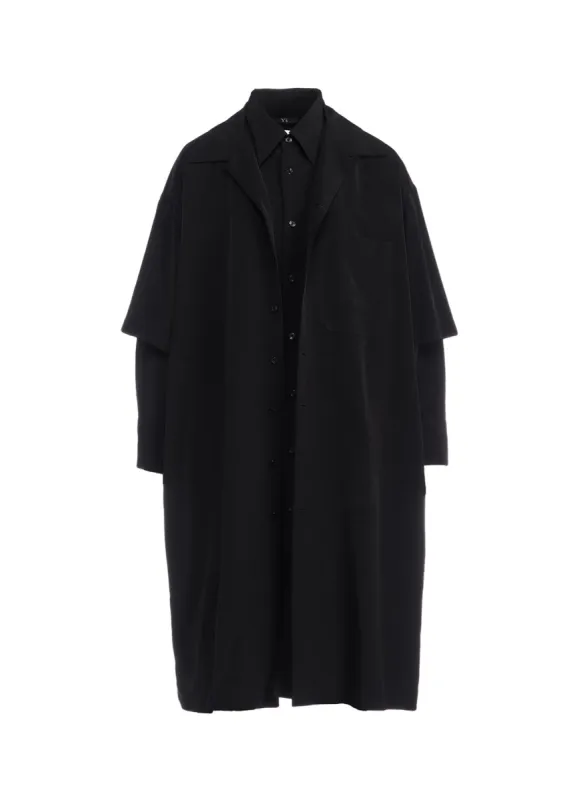 TRIACETATE/POLYESTER DOUBLE LAYERED LONG SHIRT made by Yohji Yamamoto