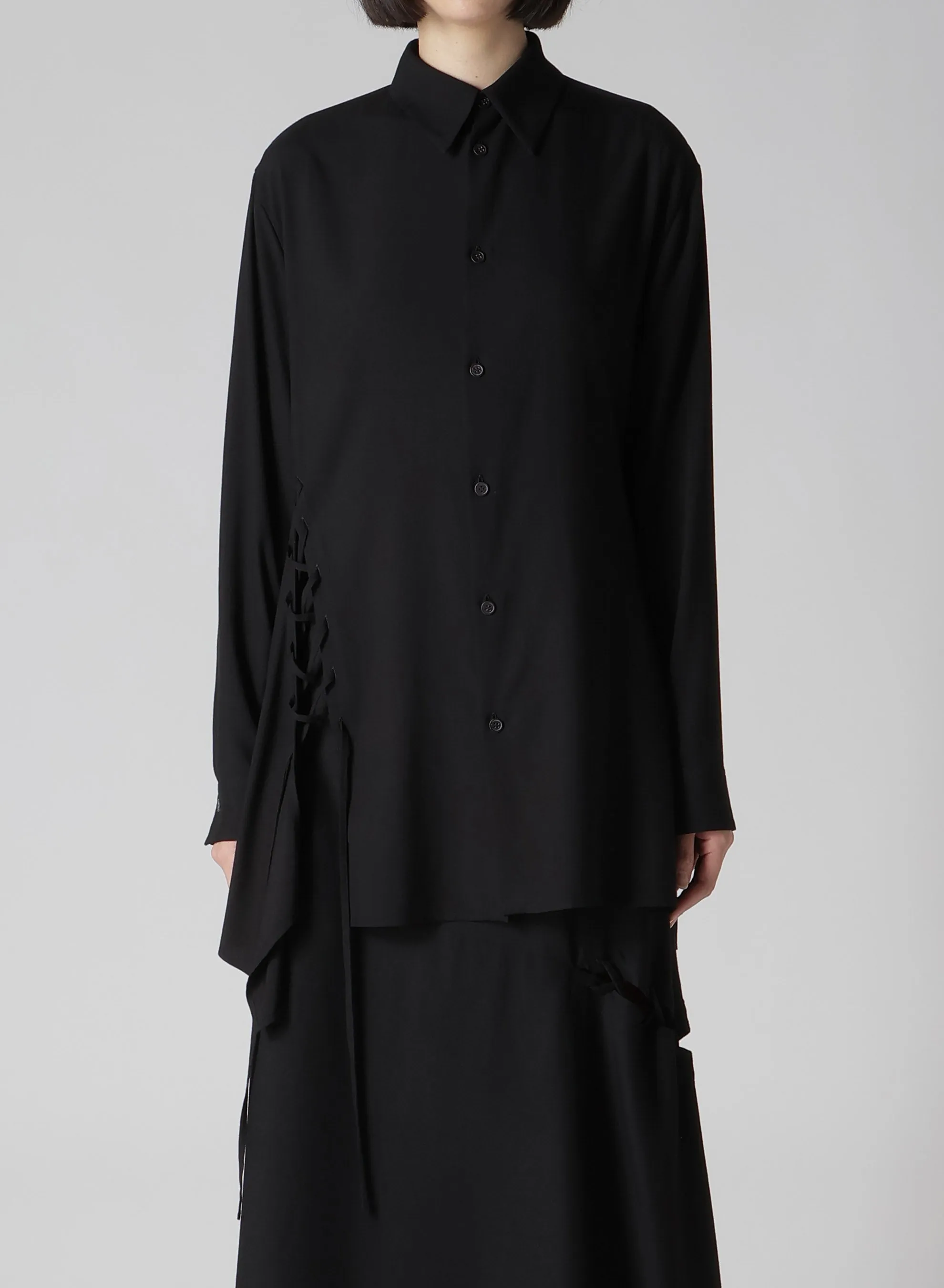 80/2 RAYON/BROAD LACE UP BLOUSE sold by Yohji Yamamoto product image thumbnail 4