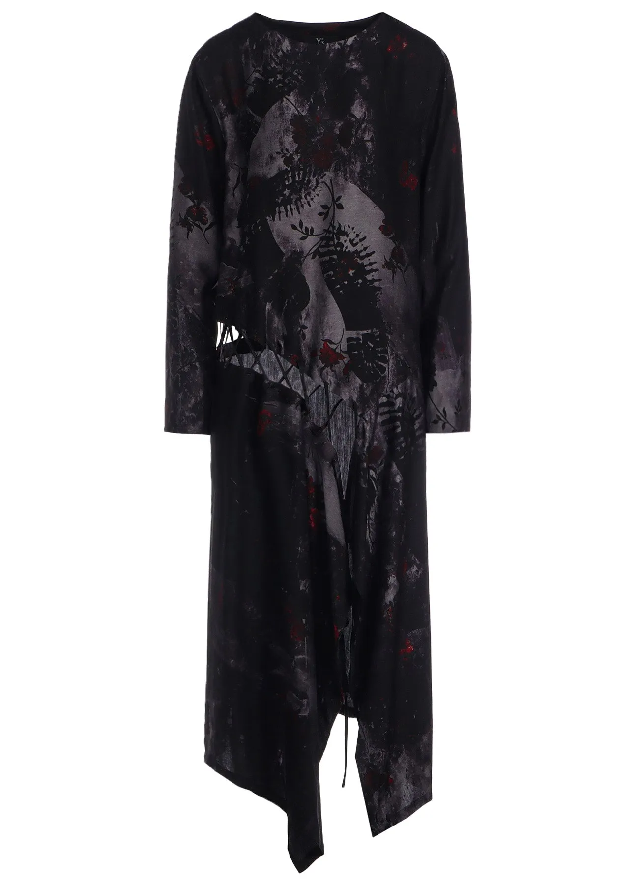 CU/ TWILL STEPPED ON FLOWER PT LACE UP DRESS sold by Yohji Yamamoto product image thumbnail 2
