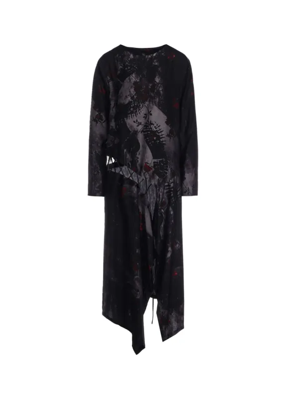 CU/ TWILL STEPPED ON FLOWER PT LACE UP DRESS sold by Yohji Yamamoto