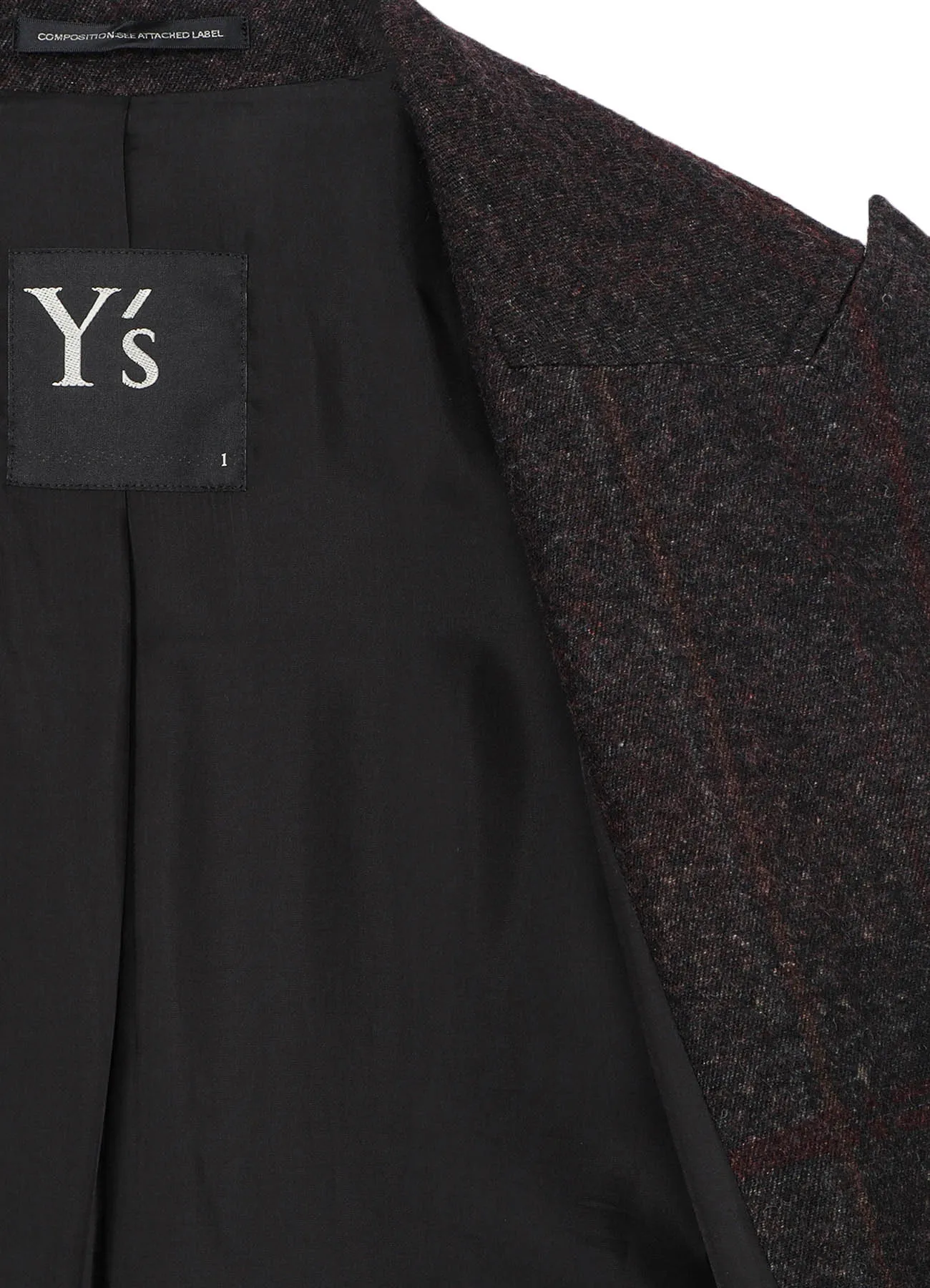 RAISED C/W TWILL PEALED CHECK PT W FRONT LONG COAT sold by Yohji Yamamoto product image thumbnail 4