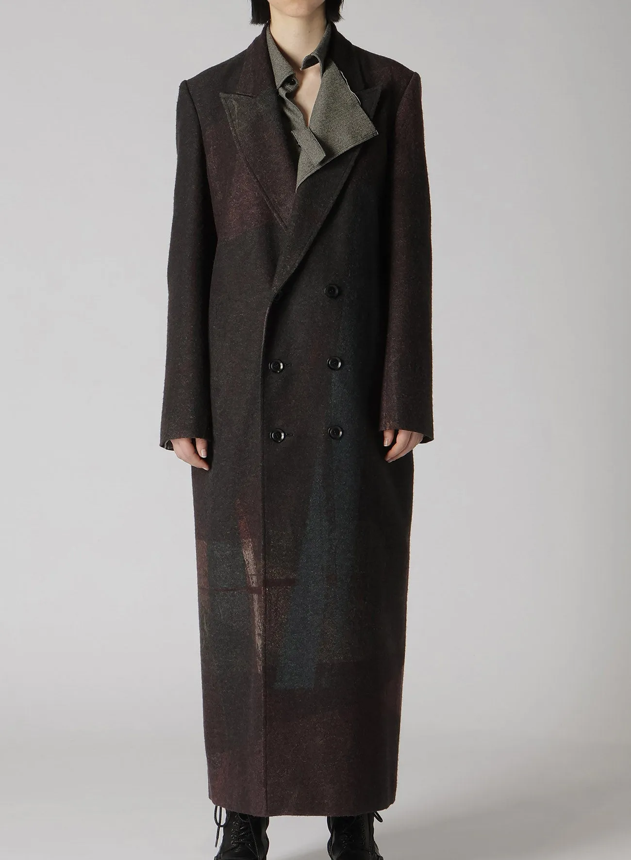 RAISED C/W TWILL PEALED CHECK PT W FRONT LONG COAT sold by Yohji Yamamoto product image thumbnail 5