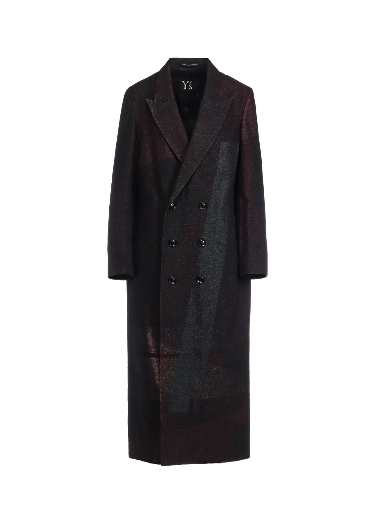 RAISED C/W TWILL PEALED CHECK PT W FRONT LONG COAT sold by Yohji Yamamoto