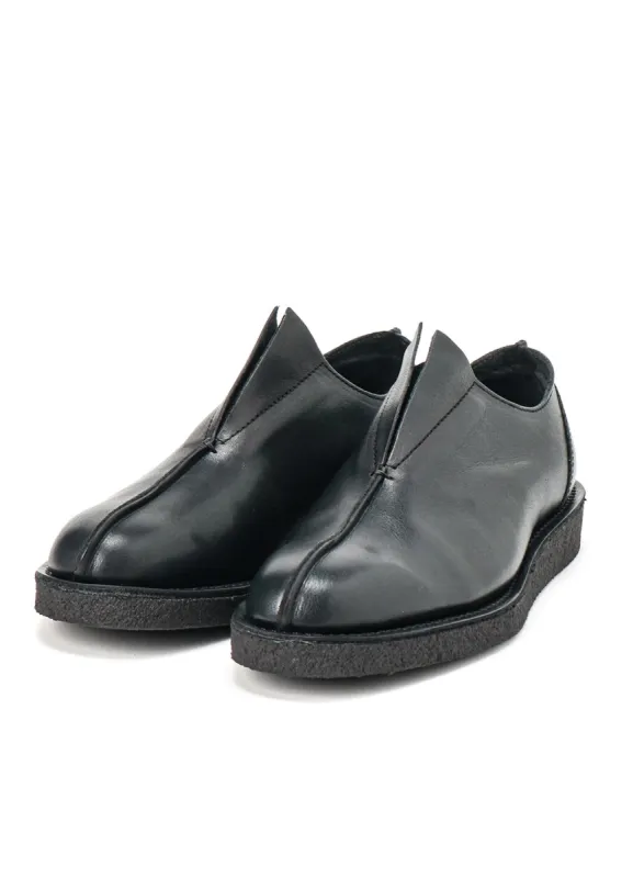 SEMI-GLOSS LEATHER SLIP-ONS sold by Yohji Yamamoto