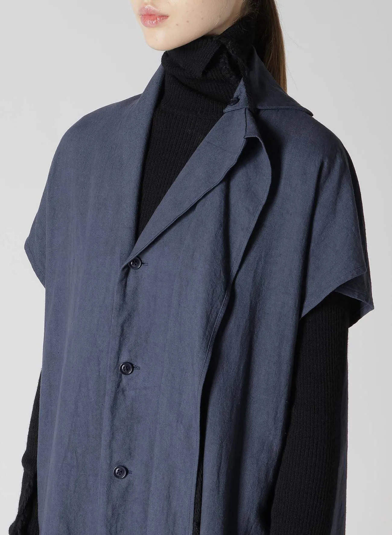 TWILL GARMENT WASH FRENCH SLEEVE DRESS sold by Yohji Yamamoto product image thumbnail 5
