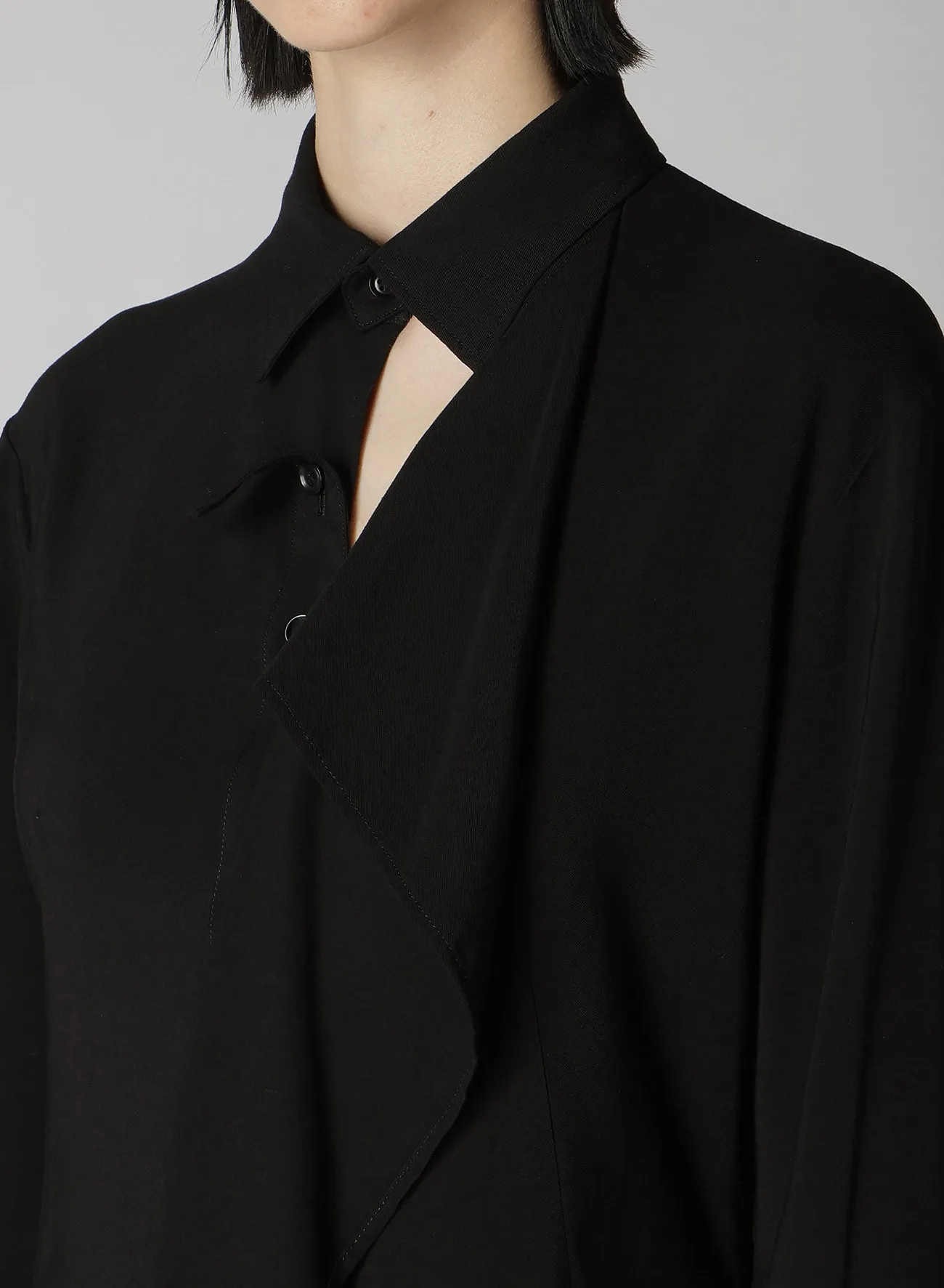 HARD TWISTED GABARDINE DRAPE SHIRT DRESS sold by Yohji Yamamoto product image thumbnail 5